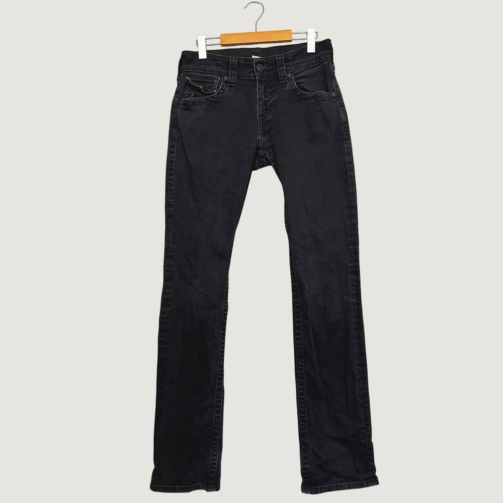 True Religion Mens Straight Flap SN Jeans Rinse Black Size 29 N7N4XJZW00556